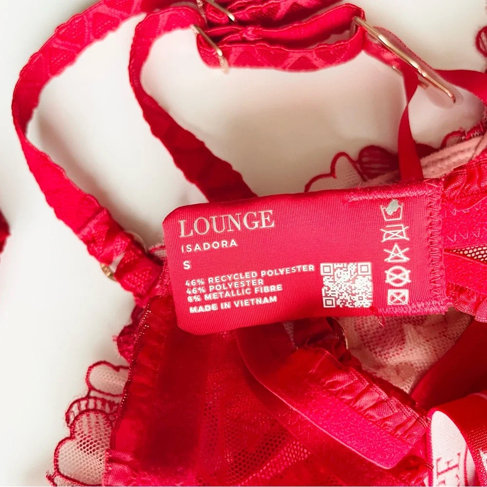 5PCS Lounge Lingerie 34C SMALL red valentines bra set - Picture 9 of 12